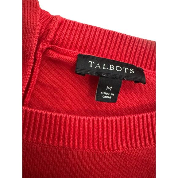 Talbots Sweater Womens Medium Red Dog Graphic Boston Terrier 3/4 Sleeve #6033 - Picture 6 of 12